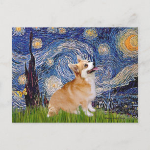 Starry Night - Pembroke Welsh Corgi 7b Postkarte