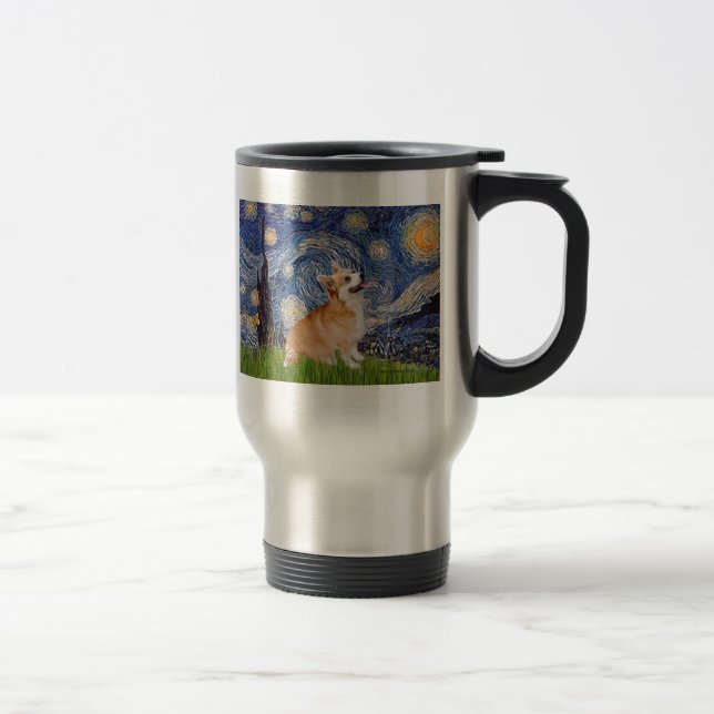 Starry Night - Pembroke Welsh Corgi 7b Reisebecher (Rechts)