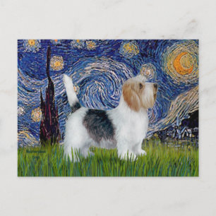 Starry Night - Petit Basset (PBGV) Postkarte