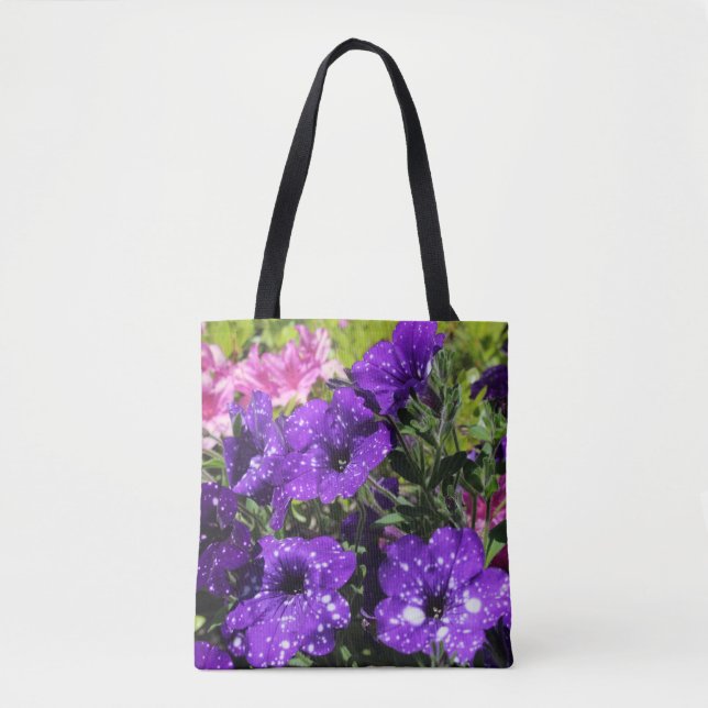 Starry Night Petunia Blume Tasche (Vorderseite)