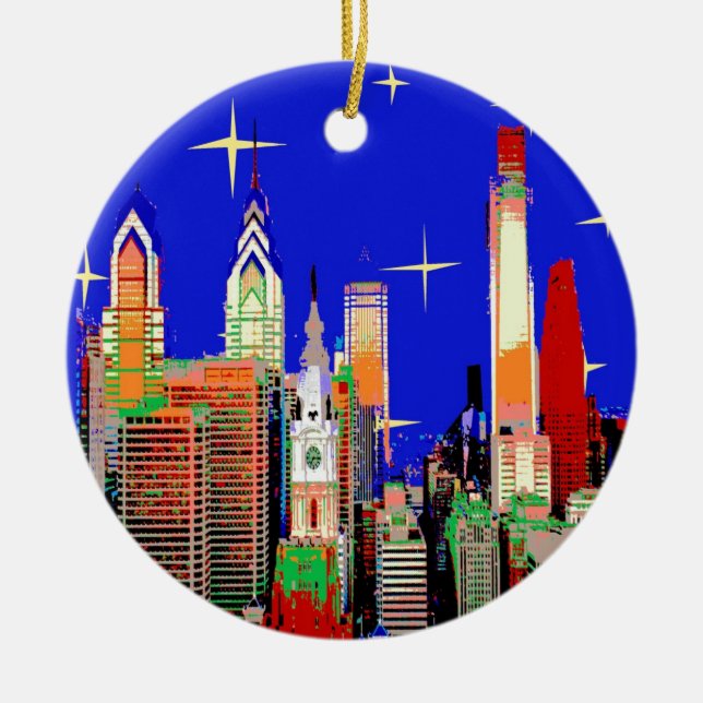 Starry Night Philadelphia Keramikornament (Vorne)