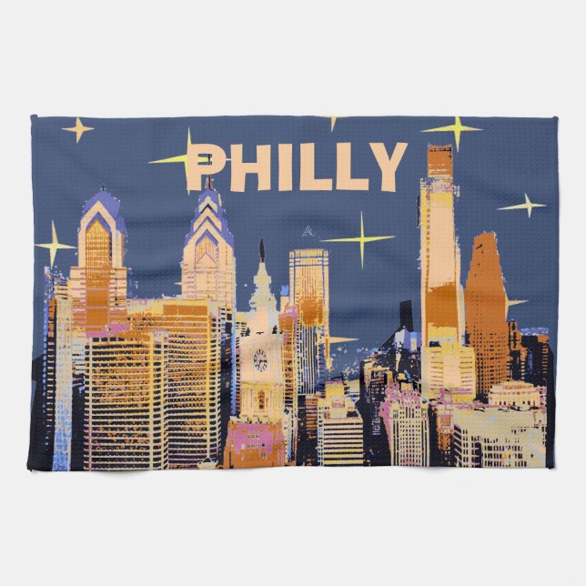 Starry Night Philadelphia, personalisieren Geschirrtuch (Horizontal)