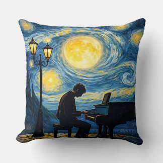 Starry Night Piano Dream Pillow – Romantic Moonlig Kissen