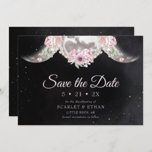 Starry Night Pink & Black Triple Moon Handfasts Save The Date