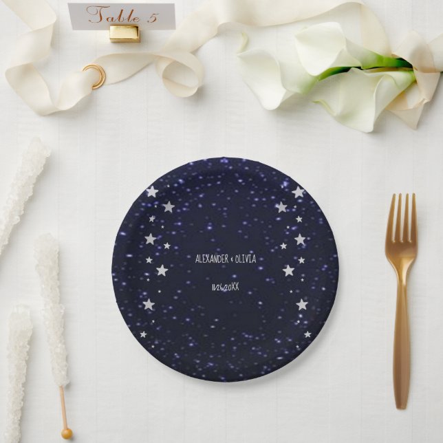 Starry Night Polterabend Paper Plate Pappteller (Hochzeit)