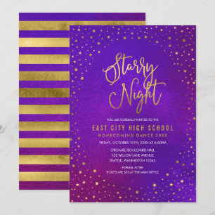 Starry Night Pursuit Watercolor Imitats Gold Scool Einladung