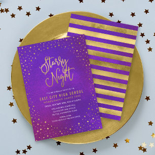 Starry Night Pursuit Watercolor Imitats Gold Scool Einladung