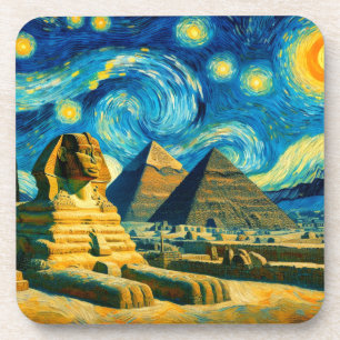 Starry Night Pyramids Sphinx Ägypten Getränkeuntersetzer