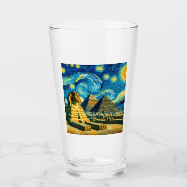 Starry Night Pyramids Sphinx Ägypten Glas (Vorderseite)