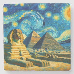 Starry Night Pyramids Sphinx Ägypten Steinuntersetzer