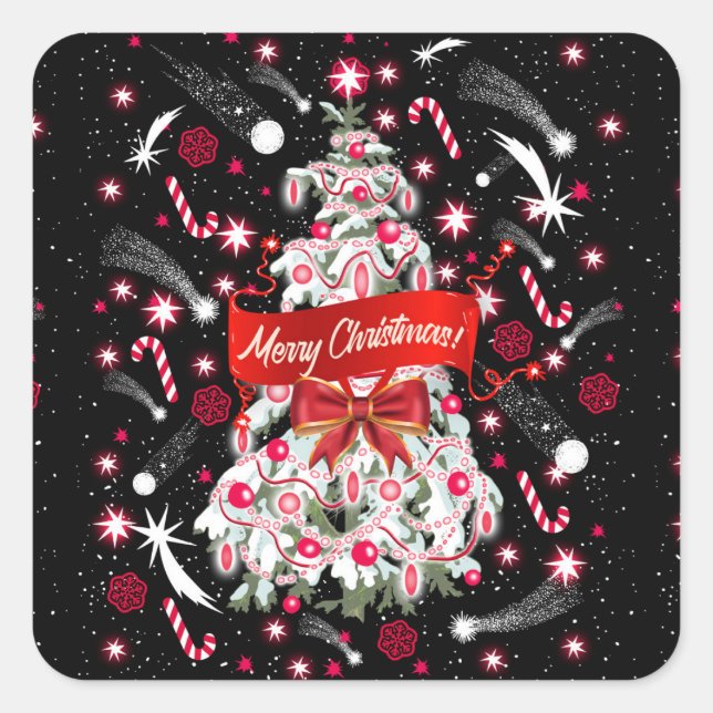 Starry Night Quadratischer Aufkleber (Vorderseite)