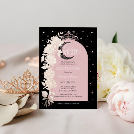 Starry Night Quinceanera Floral Celestial Moon Folieneinladung