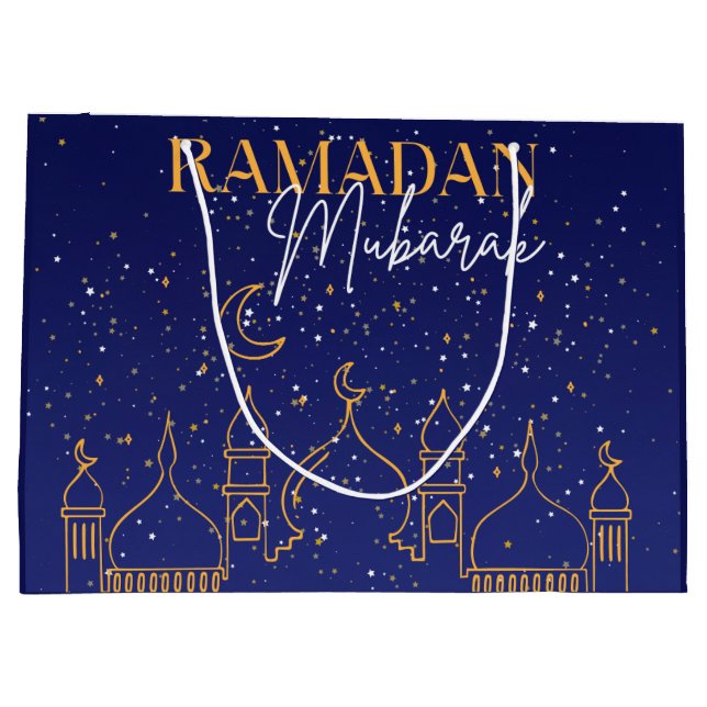 Starry Night Ramadan Mubarak Ramadan Gift Bag Große Geschenktüte (Rückseite)