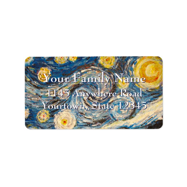Starry Night Repaint nach Vincent Van Gogh Adressaufkleber (Vorne)