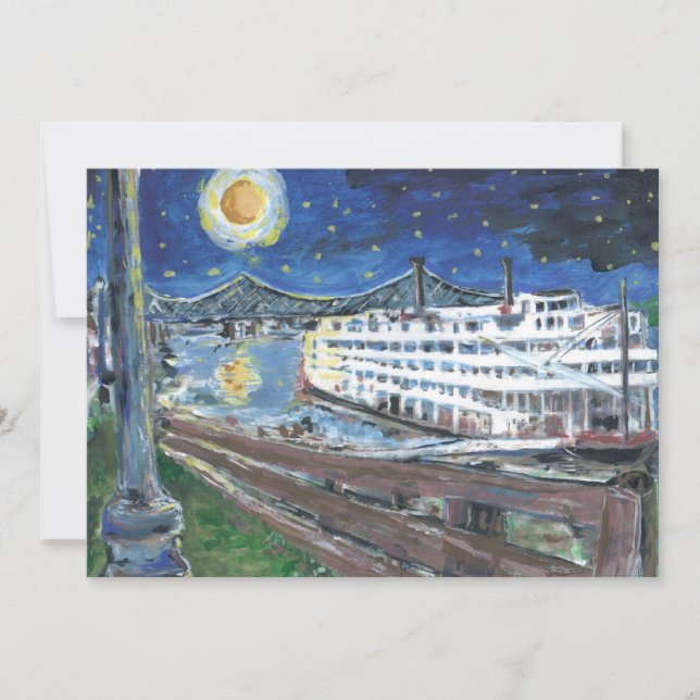Starry Night River Boat Einladung anpassen (Vorderseite)