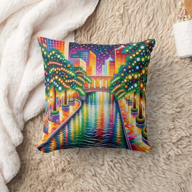 "Starry Night Riverwalk Celebration: San Antonio" Kissen (Decke)