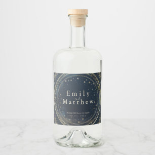 Starry Night Romance Wedding Alkoholflaschenetikett