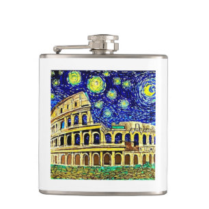 Starry Night Rome Italien Flachmann