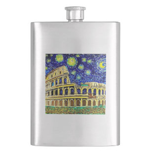 Starry Night Rome Italien Flachmann