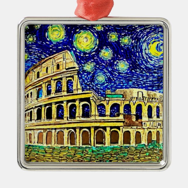 Starry Night Rome Italien Ornament Aus Metall (Vorne)