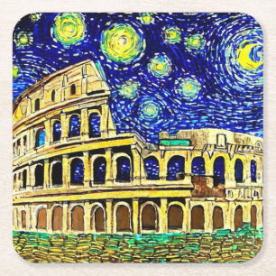 Starry Night Rome Italien Rechteckiger Pappuntersetzer
