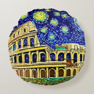 Starry Night Rome Italien Rundes Kissen