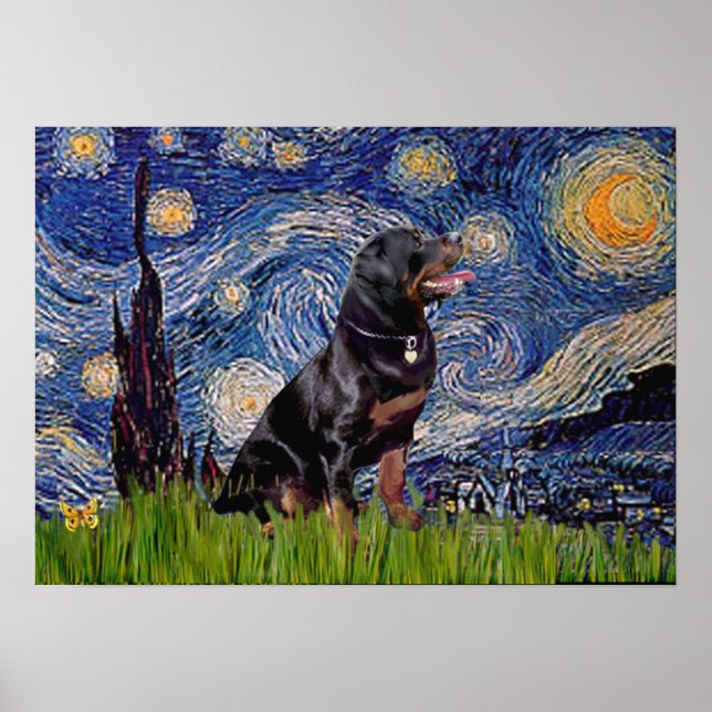 Starry Night - Rottweiler (#6) Poster (Vorne)