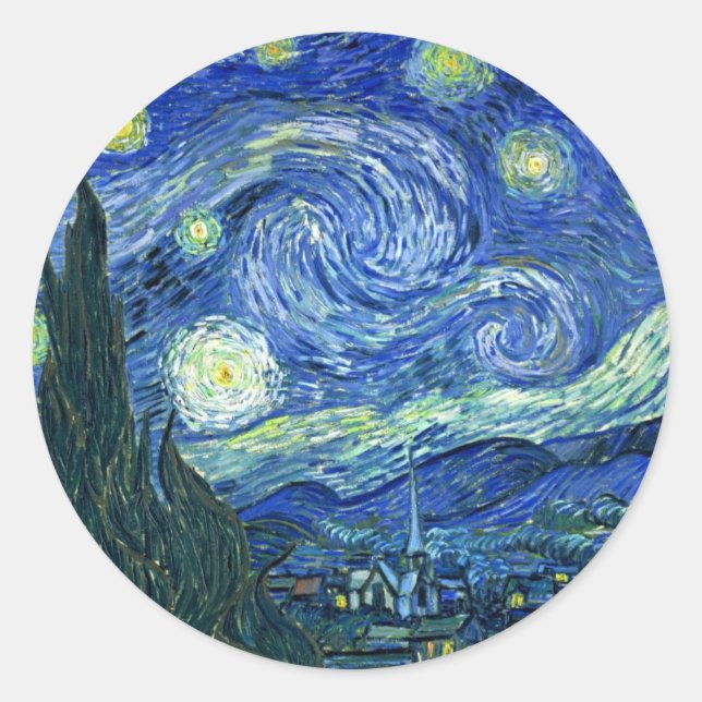 Starry Night Runder Aufkleber (Vorderseite)