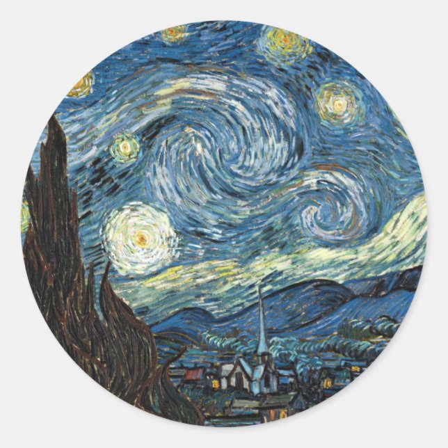 Starry Night Runder Aufkleber (Vorderseite)
