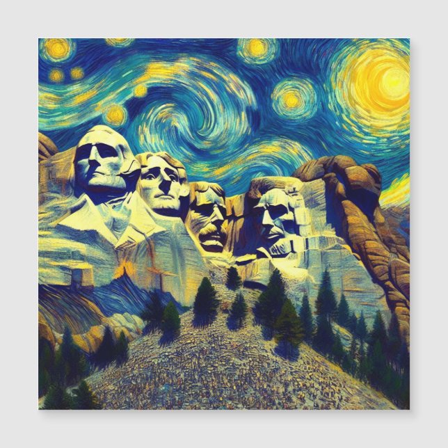 Starry Night Rushmore South Dakota Magnetkarte (Vorderseite)