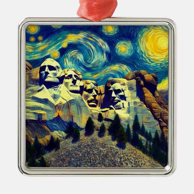 Starry Night Rushmore South Dakota Ornament Aus Metall (Vorne)