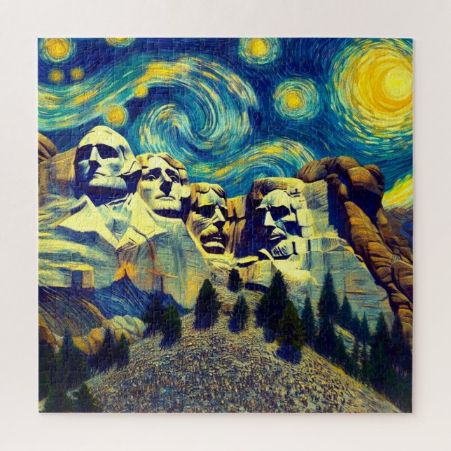 Starry Night Rushmore South Dakota Puzzle (Vertikal)