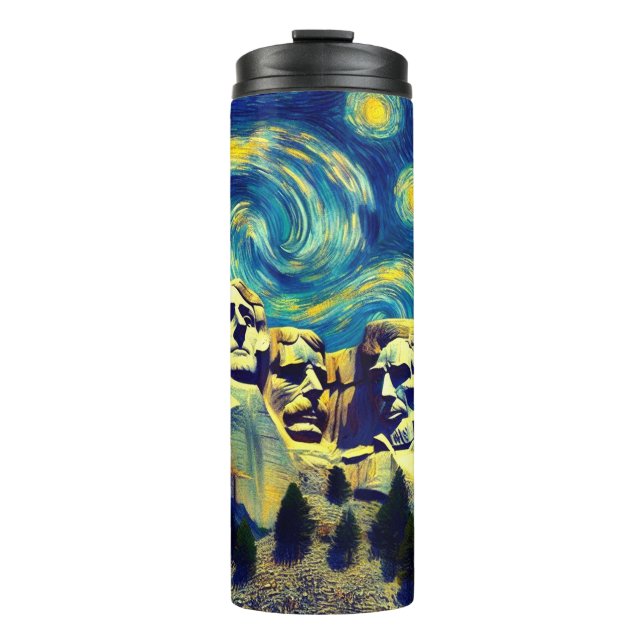 Starry Night Rushmore South Dakota Thermosbecher (Vorderseite)