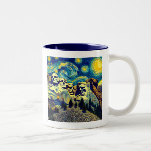 Starry Night Rushmore South Dakota Zweifarbige Tasse
