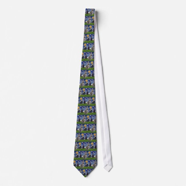 Starry Night - Russische Blaue Katze Krawatte (Vorderseite)