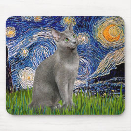 Starry Night - Russische Blaue Katze Mousepad