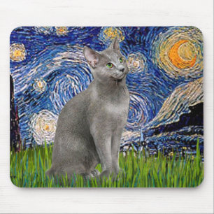 Starry Night - Russische Blaue Katze Mousepad