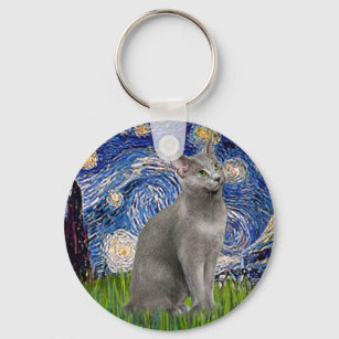 Starry Night - Russische Blaue Katze Schlüsselanhänger