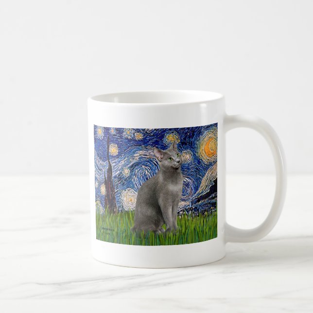Starry Night - Russische Blaue Katze Tasse (Rechts)