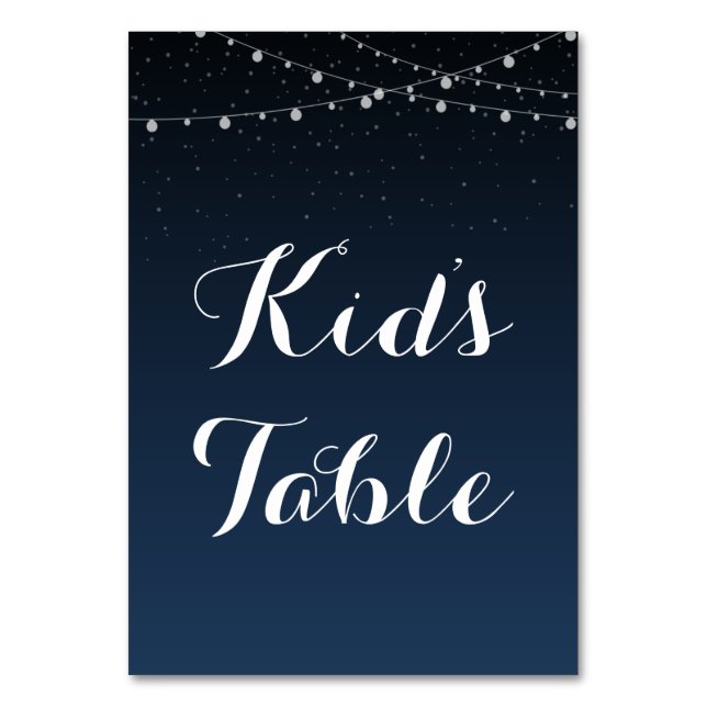 Starry Night Rustic Wedding Kids Table Sign Tischnummer (Rückseite)