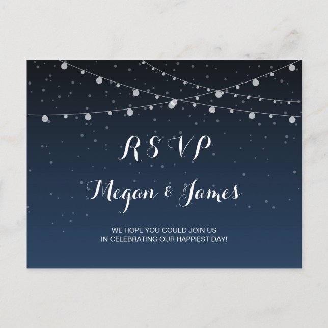 Starry Night Rustic Wedding RSVP Postcard Einladungspostkarte (Vorderseite)