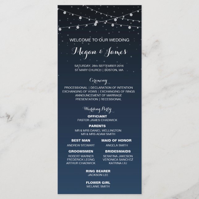 Starry Night Rustic Wedeline Programm (Vorderseite)
