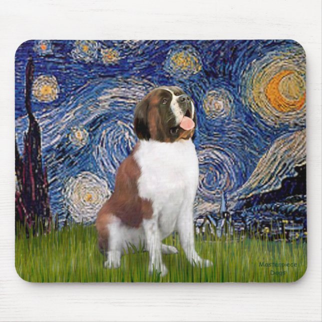 Starry Night - Saint Bernard Mousepad (Vorne)