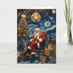 Starry Night Santa Card Van Gogh Christmas Card Karte