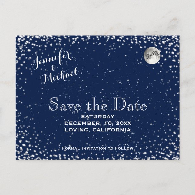 Starry Night Save the Date Ankündigungspostkarte (Vorderseite)