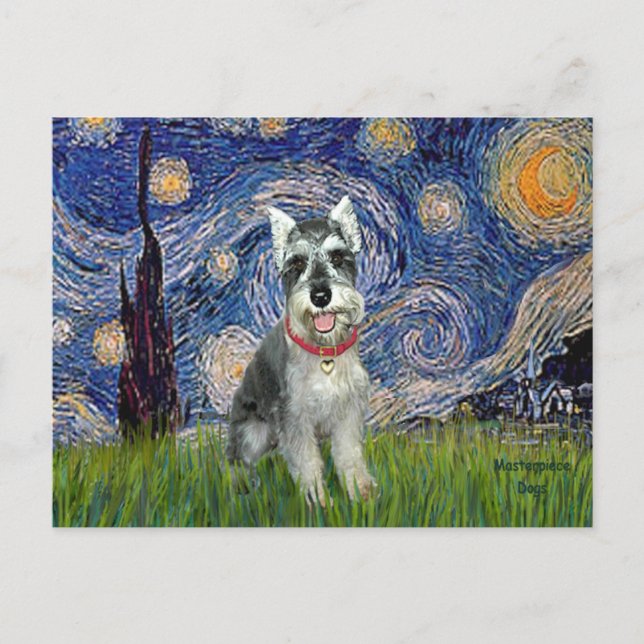 Starry Night - Schnauzer #8 Postkarte (Vorderseite)