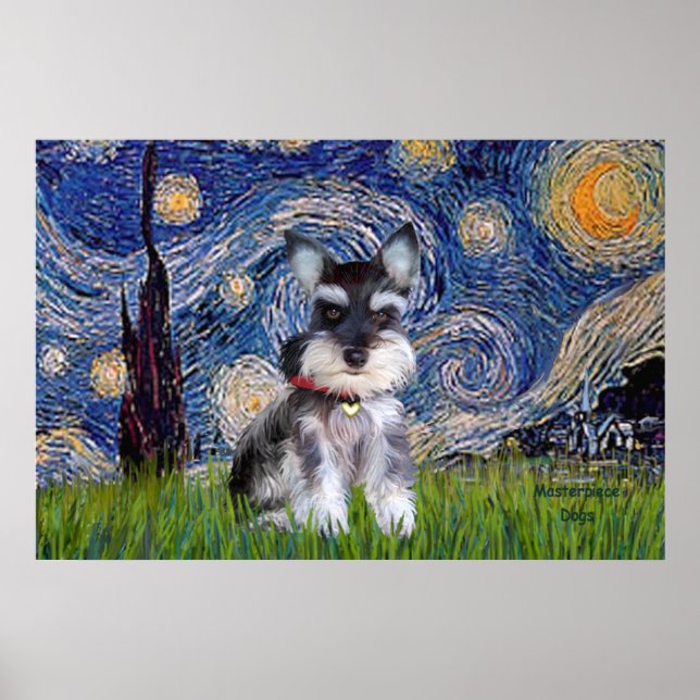 Starry Night - Schnauzer Welpe #10 Poster (Vorne)