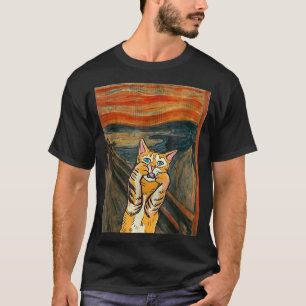 Starry Night Scream Cat Art Parody Van Gogh Funny  T-Shirt