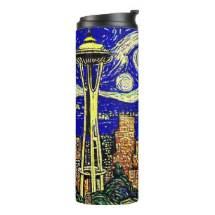 Starry Night Seattle Washington Thermosbecher