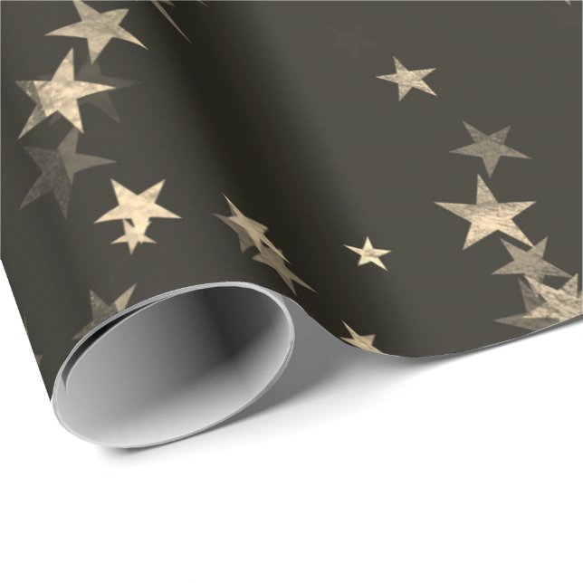 Starry Night Sepia Brown Forest Gold Confetti Geschenkpapier (Rolleneckpunkt)
